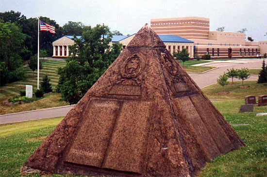 Founder Charles Taze Russell's grave pyramid marker